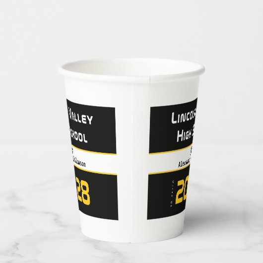 Modern Gold Black Graduation Party Papieren Bekers (Rechts)