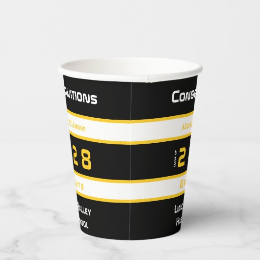 Modern Gold Black Graduation Party Papieren Bekers (Rechts)