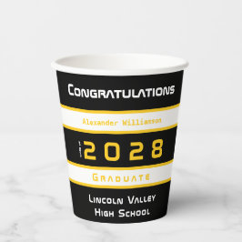 Modern Gold Black Graduation Party Papieren Bekers