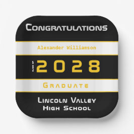 Modern Gold Black Graduation Party Papieren Bordje