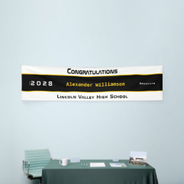 Modern Gold Black Graduation Party Spandoek