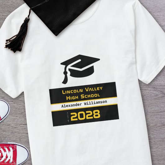 Modern Gold Black High School Afstuderen Klasse va T-shirt