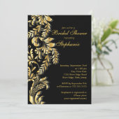 Modern Gold Black Leaf Swirl Vrijgezellenfeest Kaart (Staand voorkant)