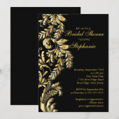 Modern Gold Black Leaf Swirl Vrijgezellenfeest Kaart (Voorkant / Achterkant)