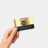 Modern Gold Black Logo Employee ID Badge (Handheld)