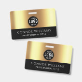 Modern Gold Black Logo Employee ID Badge (Front & Back)