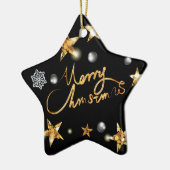 Modern Gold Black Metallic Stars Merry Kerstmis Keramisch Ornament (Links)