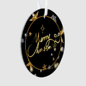 Modern Gold Black Metallic Stars Merry Kerstmis Ornament (voorkant)