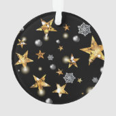 Modern Gold Black Metallic Stars Merry Kerstmis Ornament (achterkant)