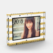 Modern Gold & Black Monogram Klasse Fotoblok (Links)