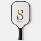 Modern Gold Black Monogram Pickleball Paddle (Achterkant)
