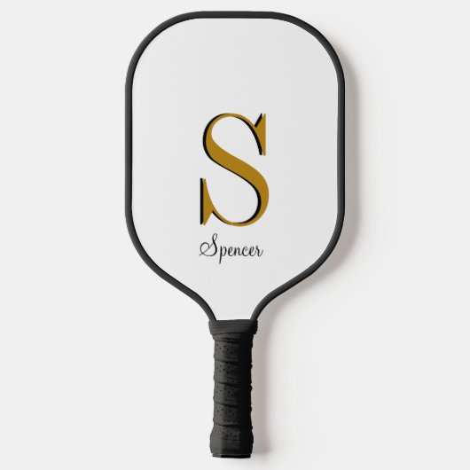 Modern Gold Black Monogram Pickleball Paddle (Achterkant)