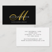 Modern Gold Black Monogrammed Jewelry Designer Visitekaartje (Voorkant / Achterkant)