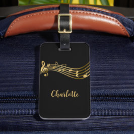 Modern Gold&Black Muzieknoten Aangepast Bagagelabe Bagagelabel