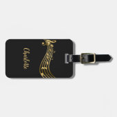Modern Gold&Black Muzieknoten Aangepast Bagagelabe Bagagelabel (Voorkant horizontaal)