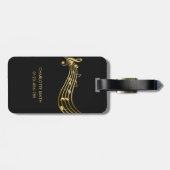Modern Gold&Black Muzieknoten Aangepast Bagagelabe Bagagelabel (Achterkant horizontaal)