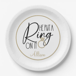 Modern Gold Black Name Hij heeft er een rondje op  Papieren Bordje