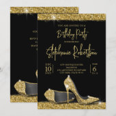 Modern Gold Black op hoog niveau - geboortedag Kaart (Voorkant / Achterkant)