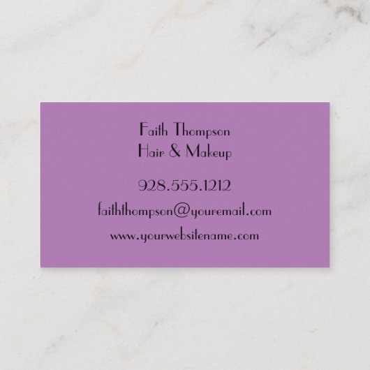 Modern Gold Black Paars Marble Hair & Makeup Visitekaartje (Achterkant)