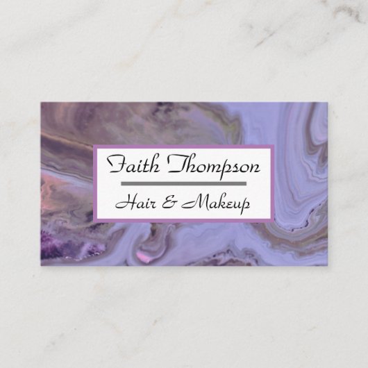 Modern Gold Black Paars Marble Hair & Makeup Visitekaartje (Voorkant)
