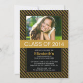 Modern Gold Black Photo Graduation Party nodigt u  Kaart (Voorkant)