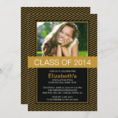 Modern Gold Black Photo Graduation Party nodigt u  Kaart (Voorkant / Achterkant)