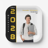 Modern Gold Black Photo Graduparty Papieren Bordje (Voorkant)