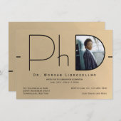 Modern Gold Black Photo PhD-Afstuderen Kaart (Voorkant / Achterkant)