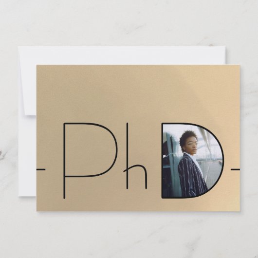 Modern Gold Black Photo PhD-Afstuderen Kaart (Achterkant)