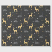 Modern Gold Black Rustic Reindekerst Cadeaupapier (Vlak)
