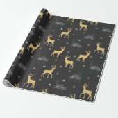 Modern Gold Black Rustic Reindekerst Cadeaupapier (Uitgerold)