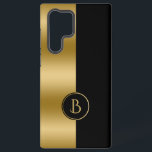 Modern Gold & Black Stripe Geometric Design 2 Samsung Galaxy Hoesje<br><div class="desc">Modern goud en zwart gespleten scherm geometrisch ontwerp met een aangepast monogram.</div>