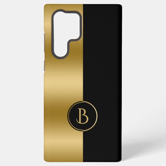 Modern Gold & Black Stripe Geometric Design 2 Samsung Galaxy Hoesje (Achterkant)