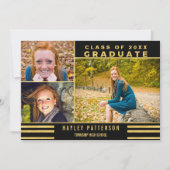 Modern Gold Black Stripes 3 Foto Afstuderen Kaart (Voorkant)