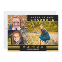 Modern Gold Black Stripes 3 Foto Afstuderen