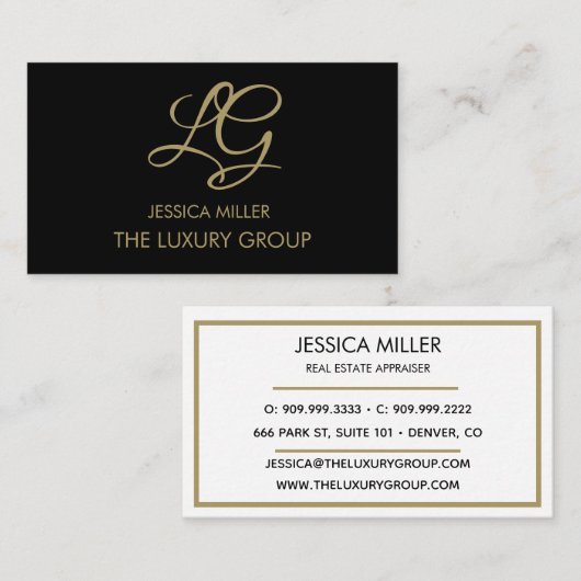 Modern Gold Black Stropdas Luxe Elegant Script Log Contactkaartje (Voorkant / Achterkant)