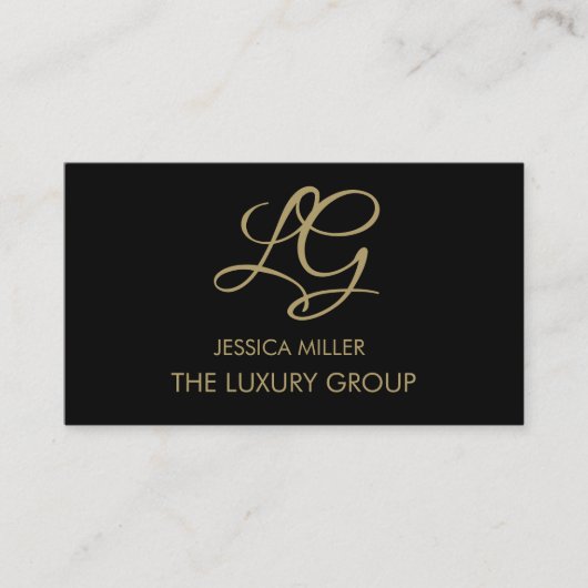 Modern Gold Black Stropdas Luxe Elegant Script Log Contactkaartje (Voorkant)