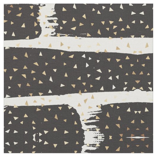 Modern Gold Black White Bruskes driehoeken Stof (Close Up)