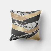 Modern Gold Black White Glitter Marble Geometric Buitenkussen (Achterkant)