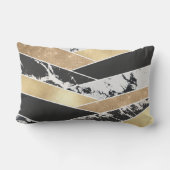 Modern Gold Black White Glitter Marble Geometric Buitenkussen (Achterkant)
