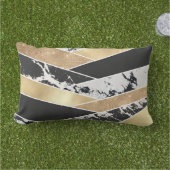 Modern Gold Black White Glitter Marble Geometric Buitenkussen (Gras)