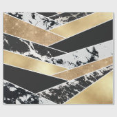 Modern Gold Black White Glitter Marble Geometric Cadeaupapier (Vlak)
