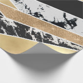 Modern Gold Black White Glitter Marble Geometric Cadeaupapier (Hoek)