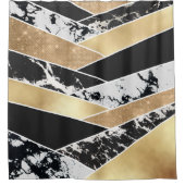 Modern Gold Black White Glitter Marble Geometric Douchegordijn (Voorkant)
