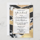 Modern Gold Black White Glitter Marble Geometric Kaart (Voorkant)