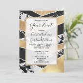 Modern Gold Black White Glitter Marble Geometric Kaart (Staand voorkant)