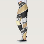 Modern Gold Black White Glitter Marble Geometric Leggings (Links)