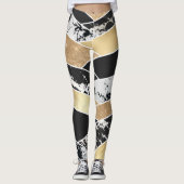 Modern Gold Black White Glitter Marble Geometric Leggings (Voorkant)