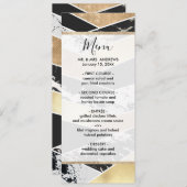 Modern Gold Black White Glitter Marble Geometric Menu (Voorkant / Achterkant)