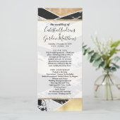 Modern Gold Black White Glitter Marble Geometric Programmakaart (Staand voorkant)